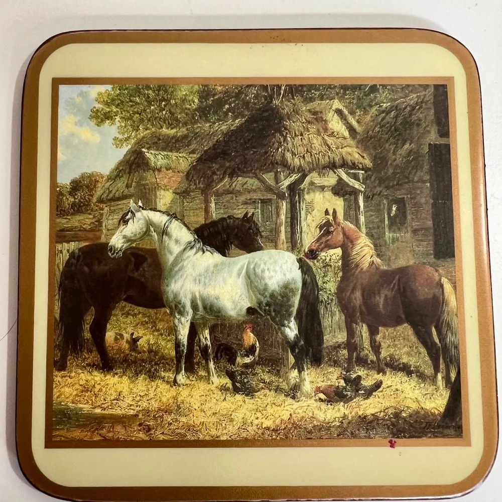 Vintage Pimpernel Coasters, 6pcs, Horses, Beige‎